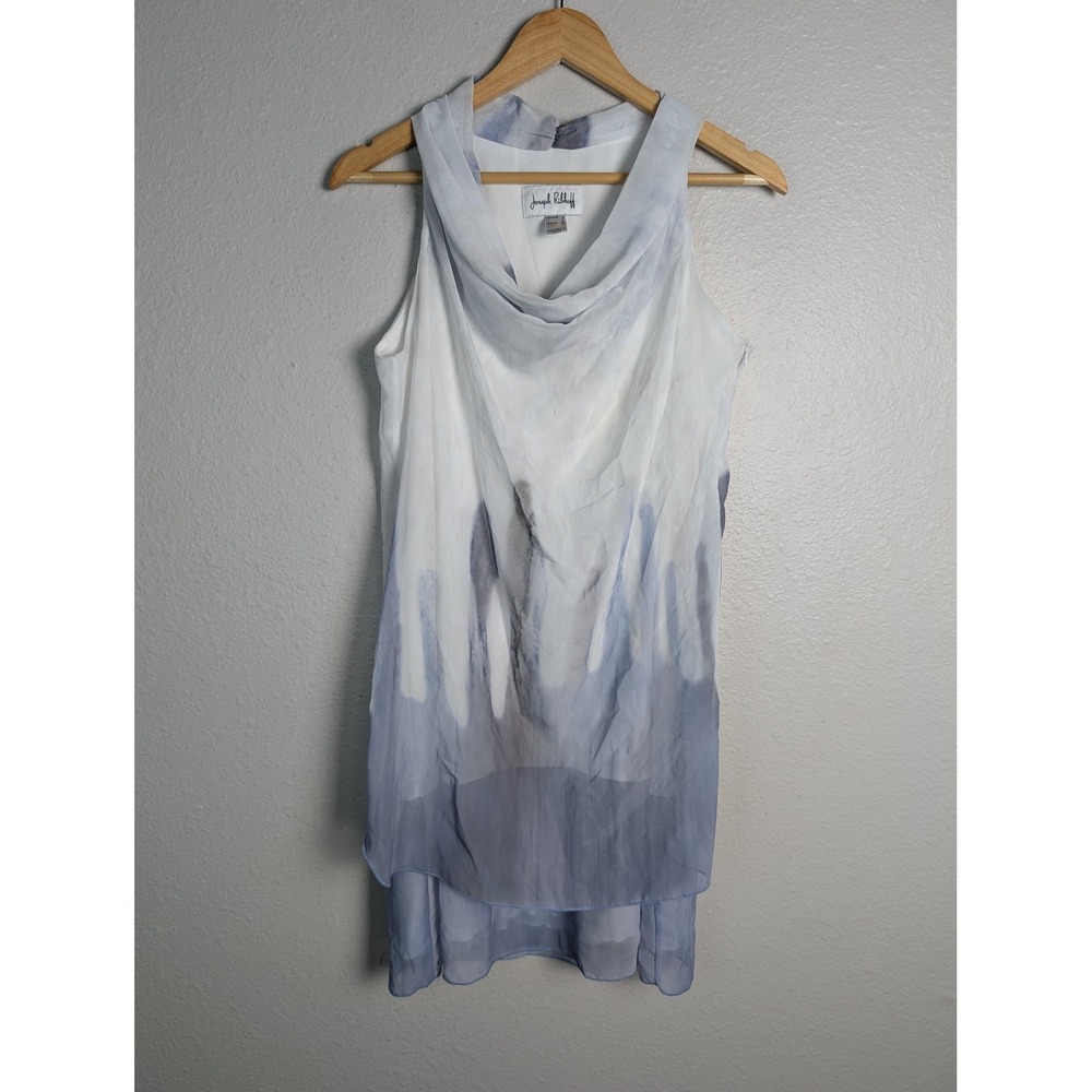 Joseph Ribkoff Dress Womens 8 Multicolor Hi-Low Cowl Neck Strappy Sleeve Chiffon